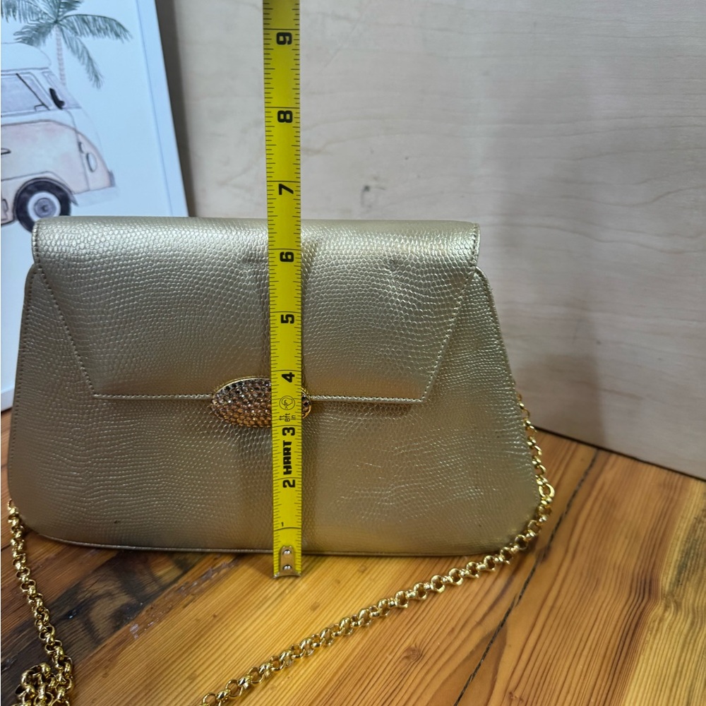 Landau vintage Gold Metallic Chain crossbody Clutch - Picture 12 of 12